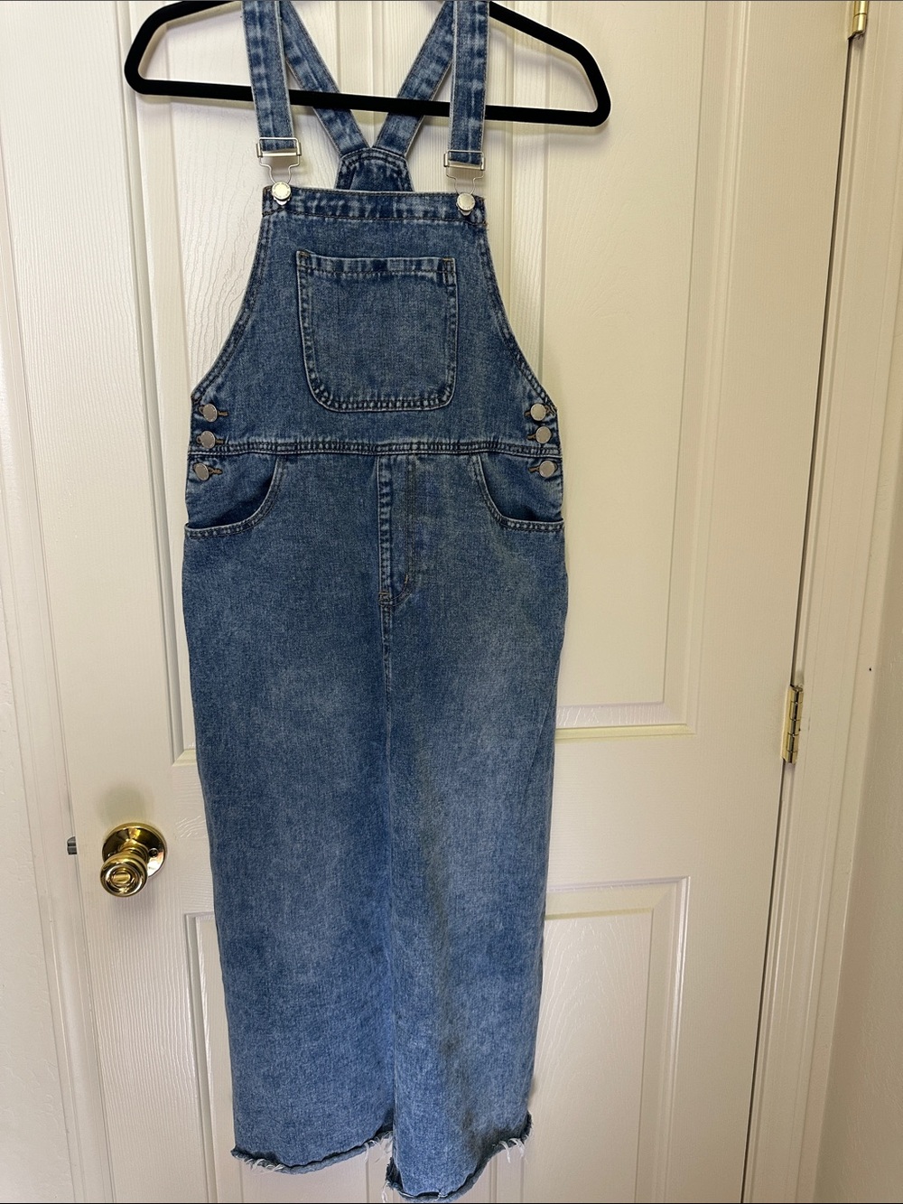 SHEIN Blue Denim Overall Midi Dress